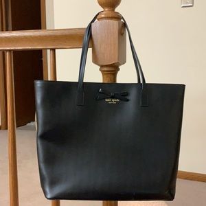 Kate Spade black leather large tote